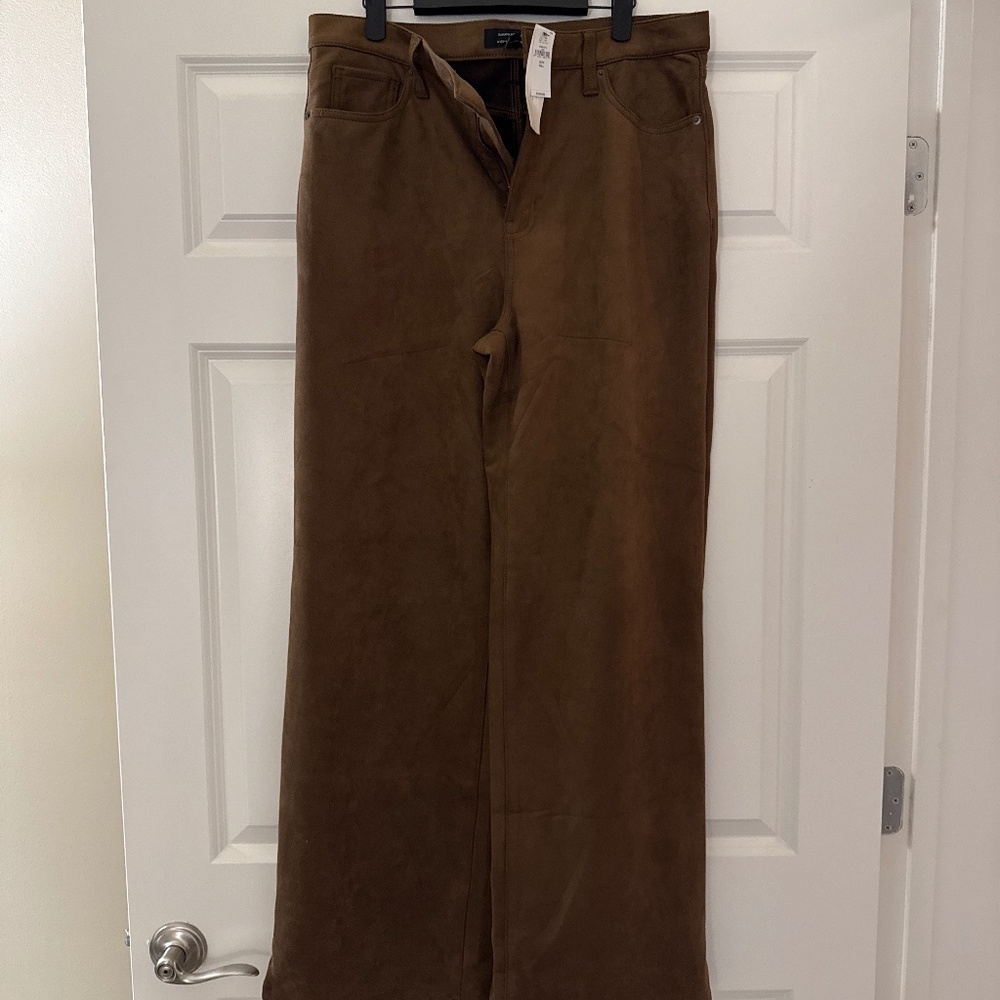 Suede wide leg pants